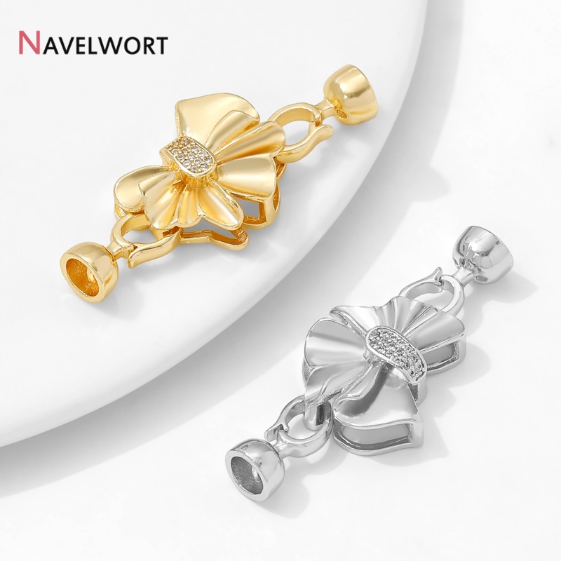 Jewelry Making Beads - 14K Gold Plated Brass Inlaid Zircon