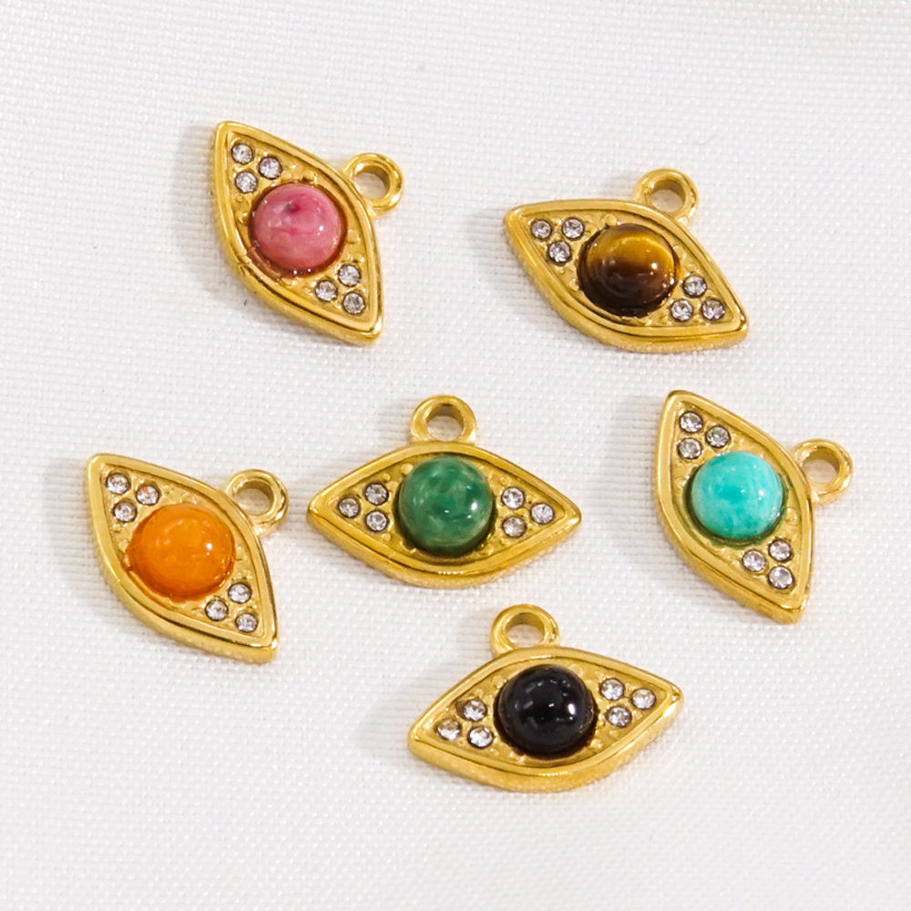 Jewelry Making Stones - 3Pcs Natural Stone Beads Eye Style