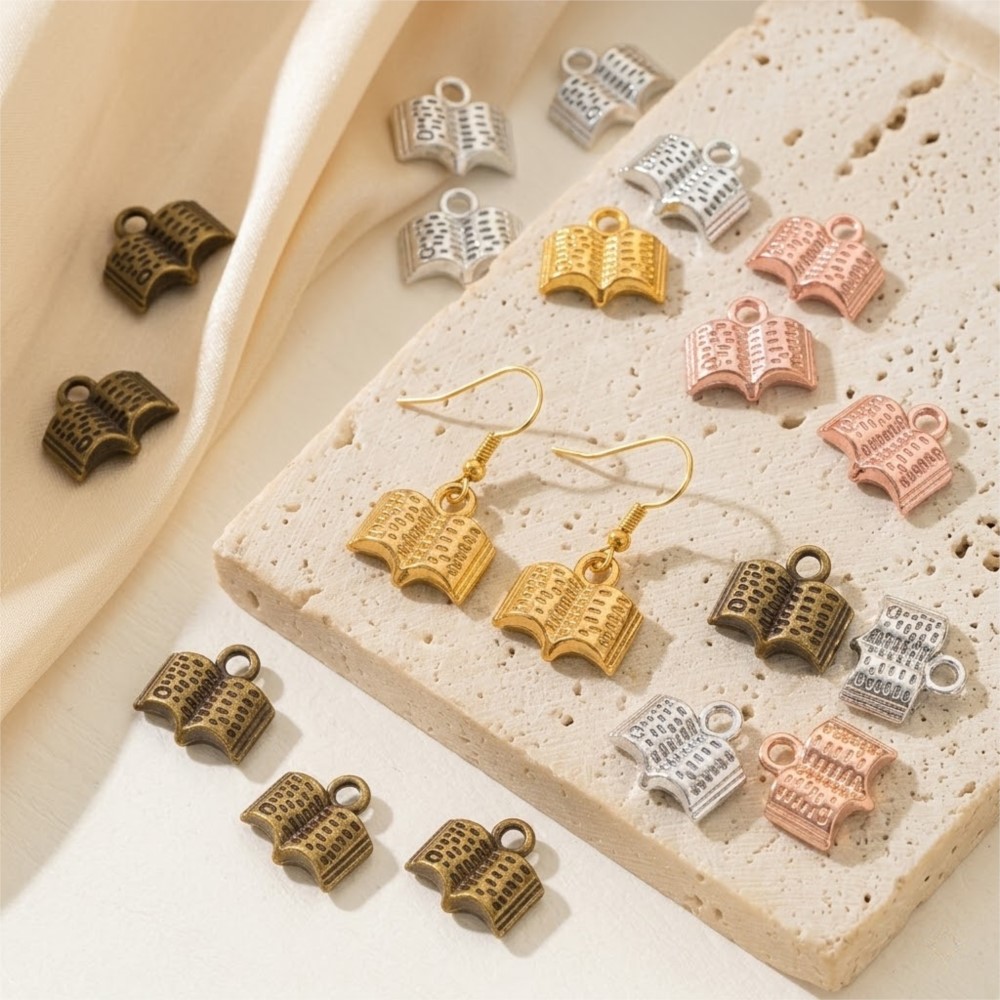 10/20/100pcs Charms Open Book  - مراجعة Jewelry Making Books وسعره