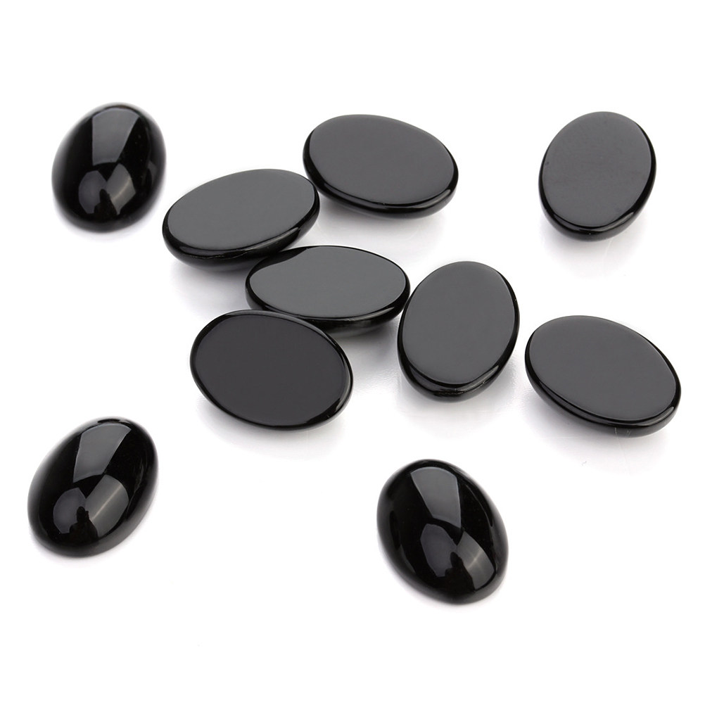 10Pcs Black Oval Stone Cabocho - مراجعة Jewelry Making Stones وسعره
