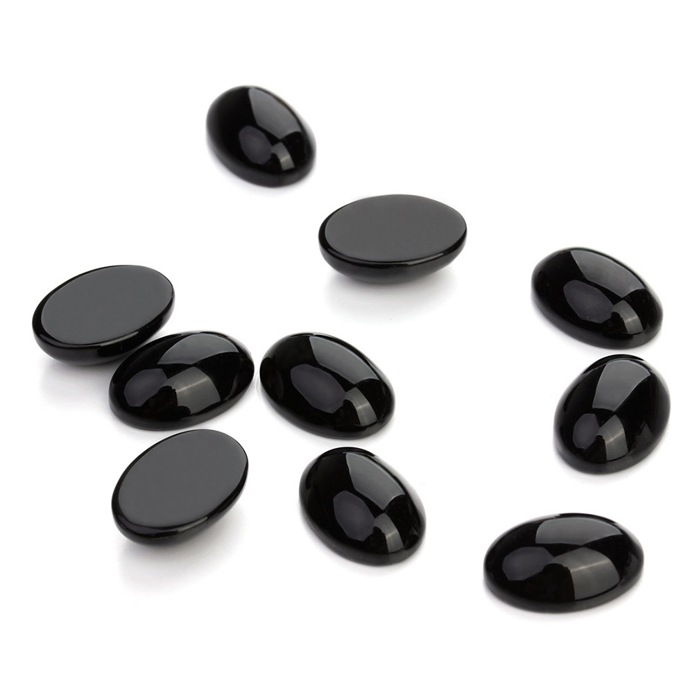 10Pcs Black Oval Stone Cabocho - مراجعة Jewelry Making Stones وسعره