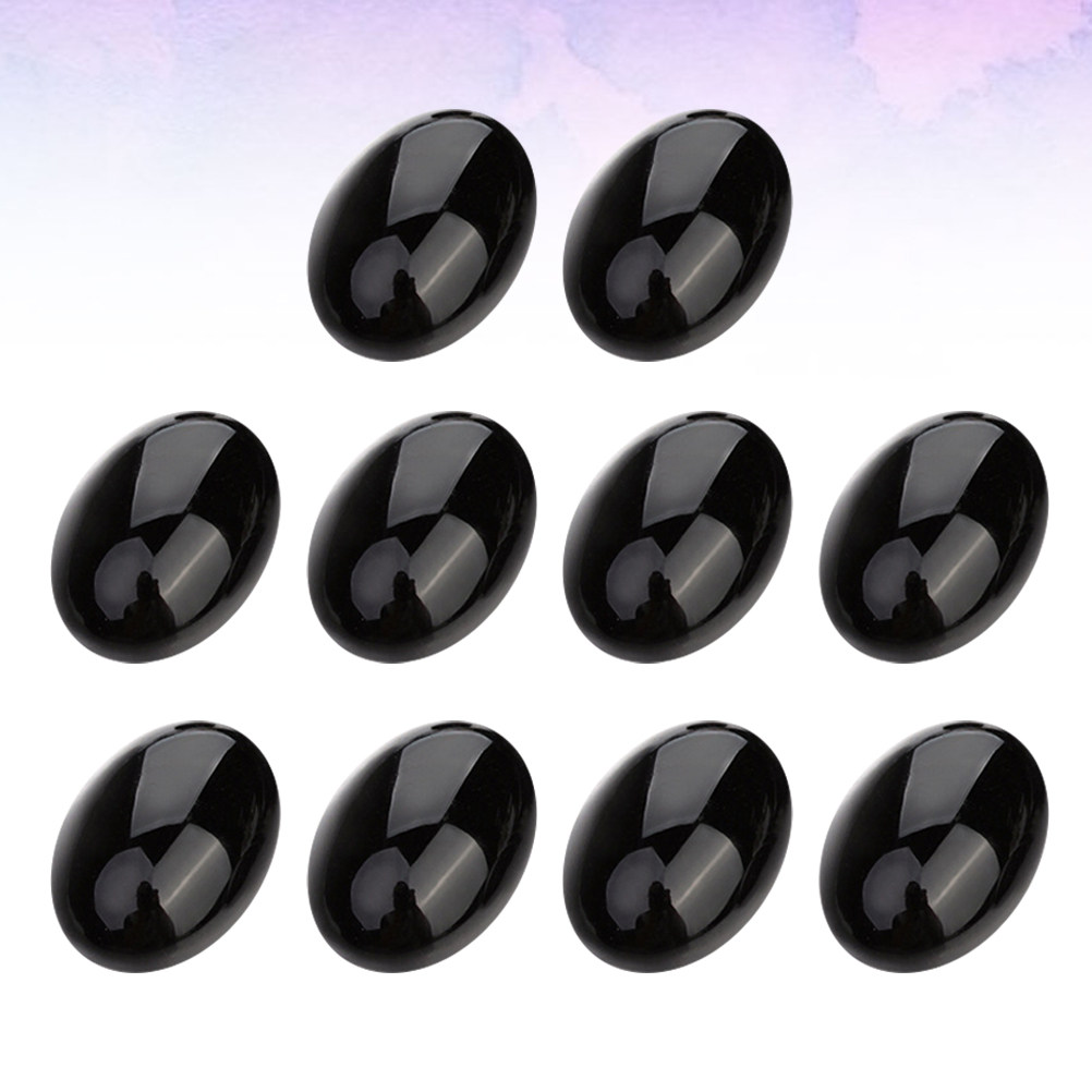 10Pcs Black Oval Stone Cabocho - مراجعة Jewelry Making Stones وسعره