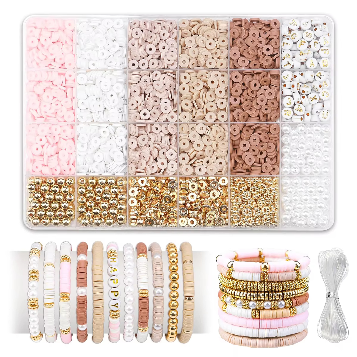 1970pcs light pink clay bead s - مراجعة Jewelry Making Degree وسعره