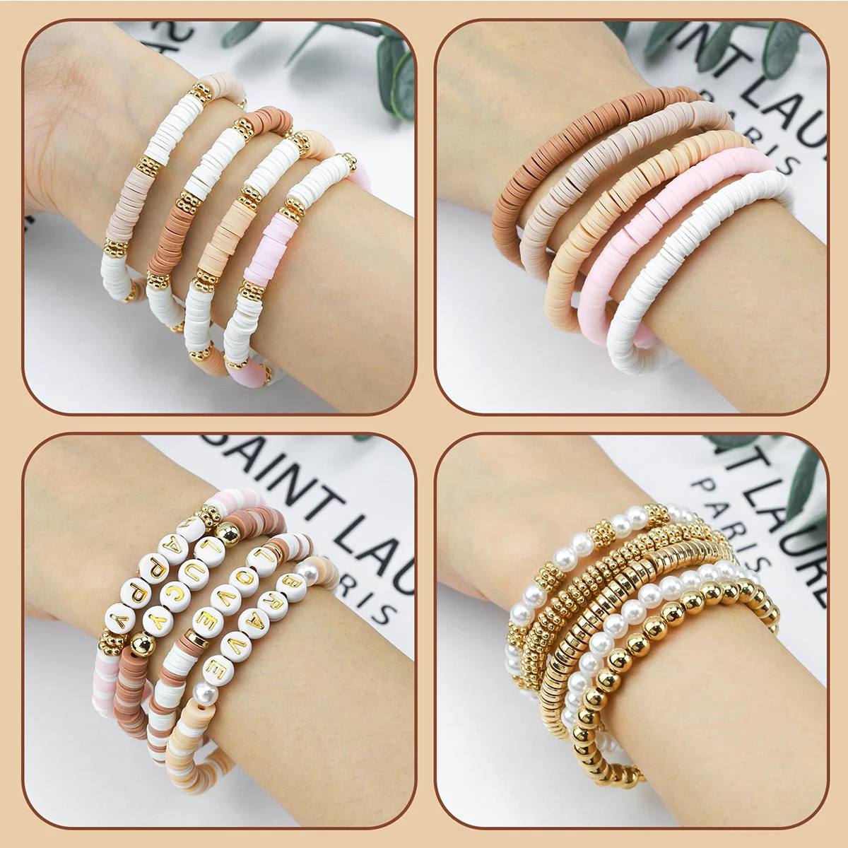 1970pcs light pink clay bead s - مراجعة Jewelry Making Degree وسعره
