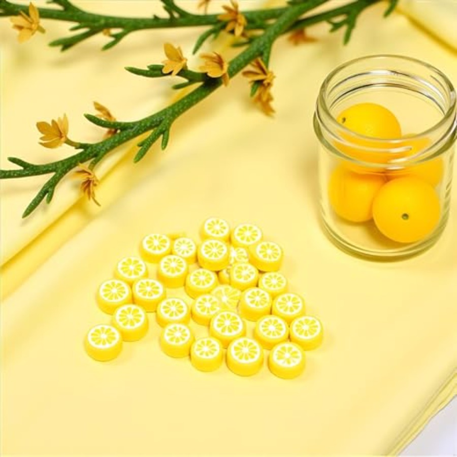 200Pcs Yellow Lemon Polymer Cl - مراجعة Jewelry Making Beads وسعره