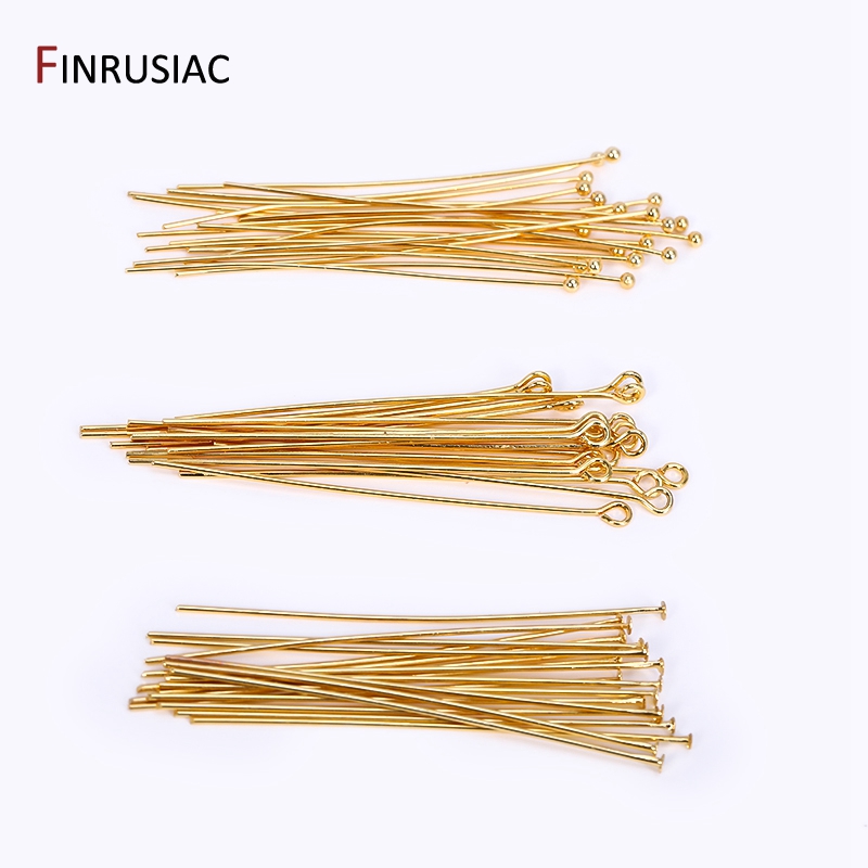 50PCS/lot 18k Gold Plated Bras - مراجعة Eyepin Ball End وسعره