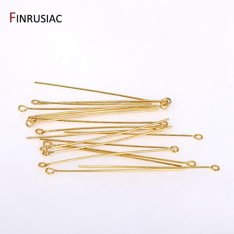 50PCS/lot 18k Gold Plated Bras - مراجعة Eyepin Ball End وسعره