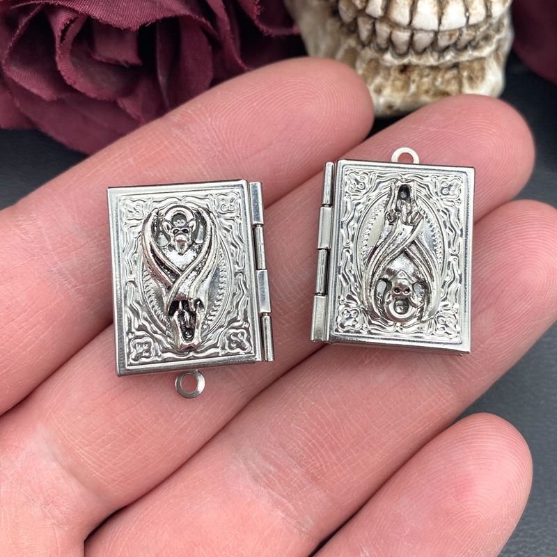 2psc Dainty Bat Book Locket Ch - مراجعة Jewelry Making Books وسعره