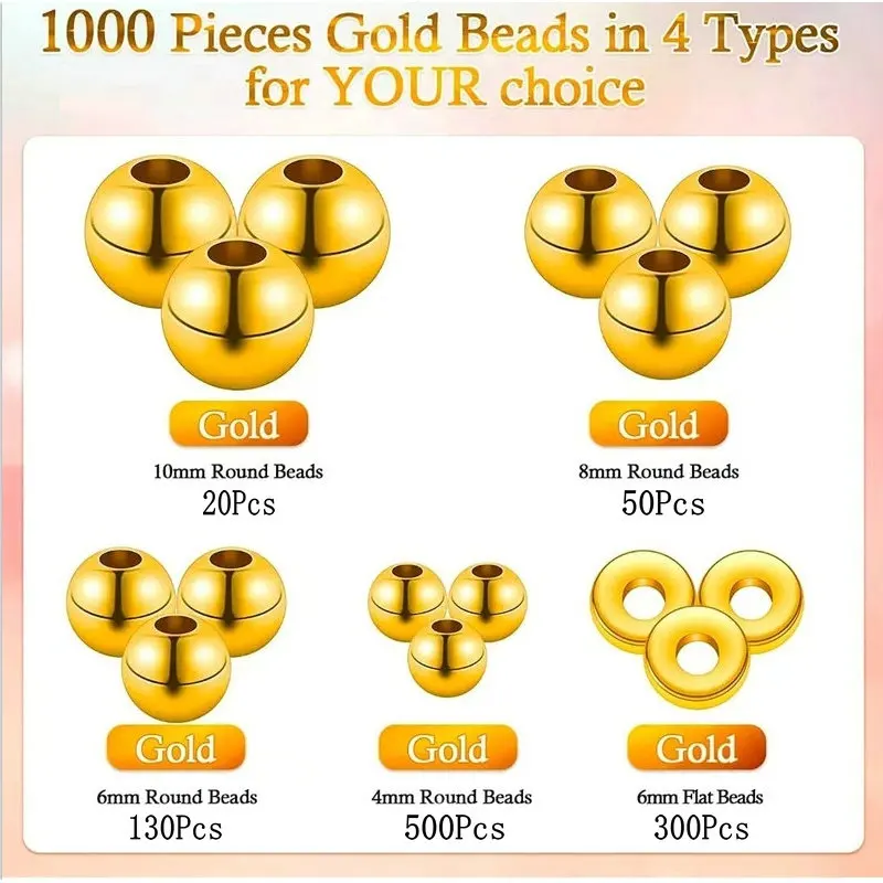 1000pcs Golden Spacer Beads Ki - مراجعة Jewelry Making Degree وسعره