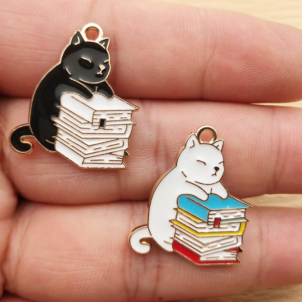 10pcs Book Cat Charm Jewelry A - مراجعة Jewelry Making Books وسعره
