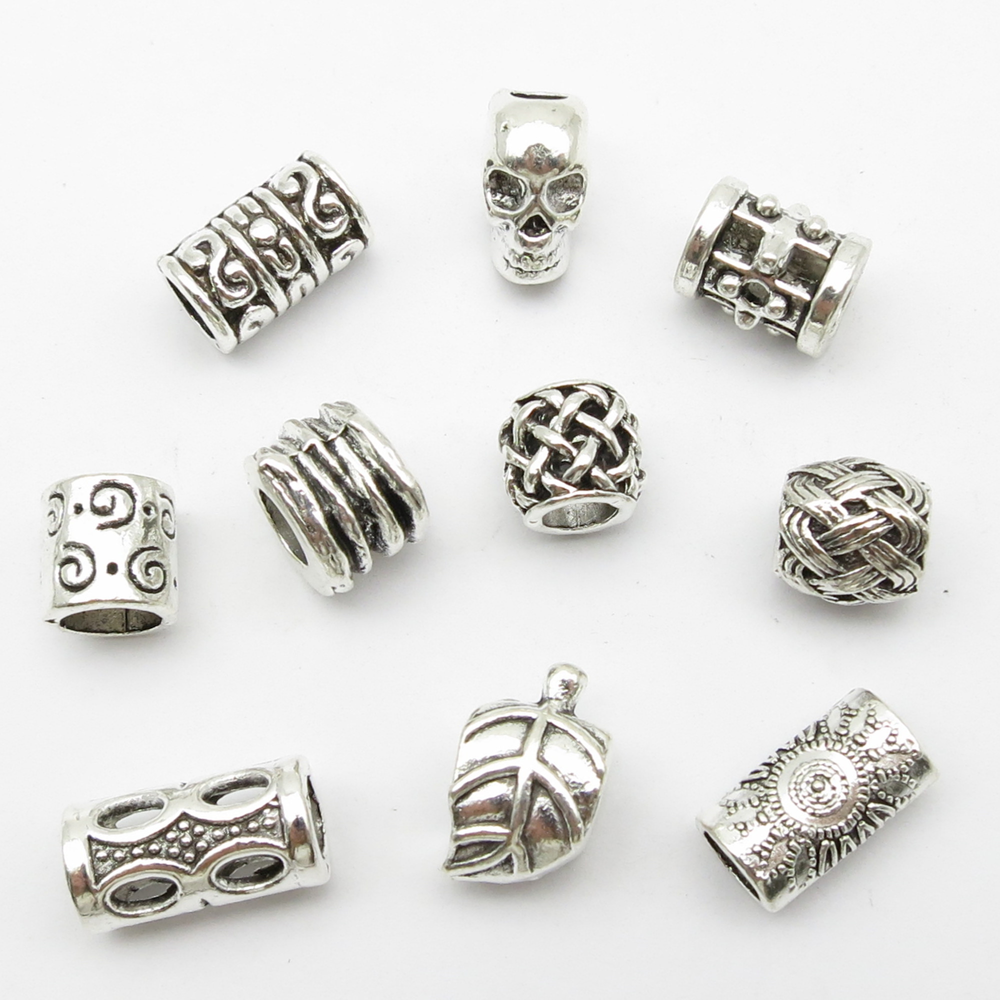 10Pcs/Pack Skull/Leaf DIY bead - مراجعة Jewelry Making Ring Tool وسعره