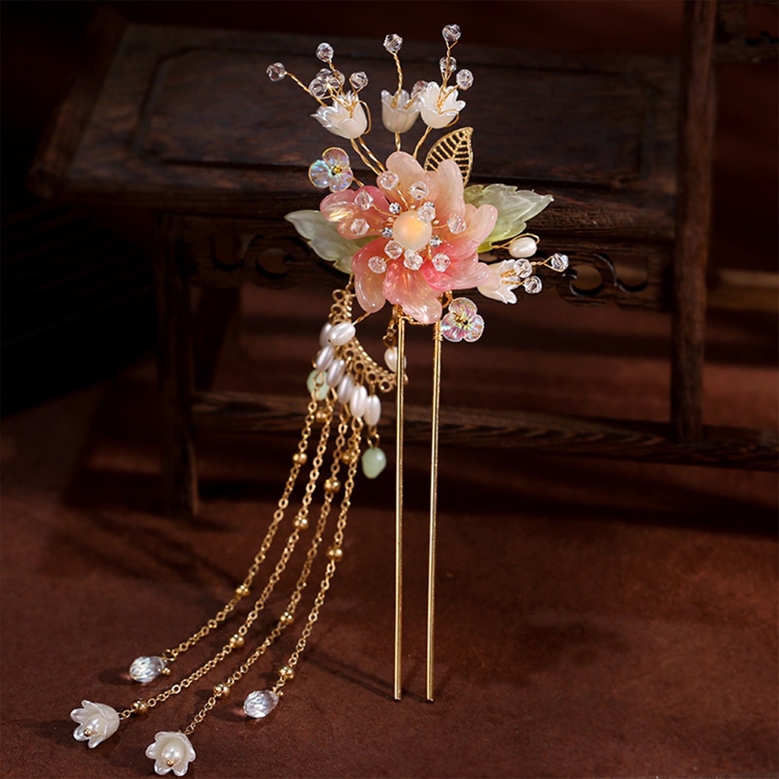 Elegant Pink Flower Hair Pin U - مراجعة Jewelry Making Adults وسعره