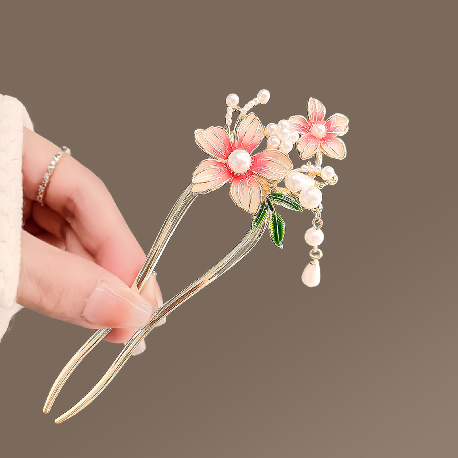 Elegant Pink Flower Hair Pin U - مراجعة Jewelry Making Adults وسعره