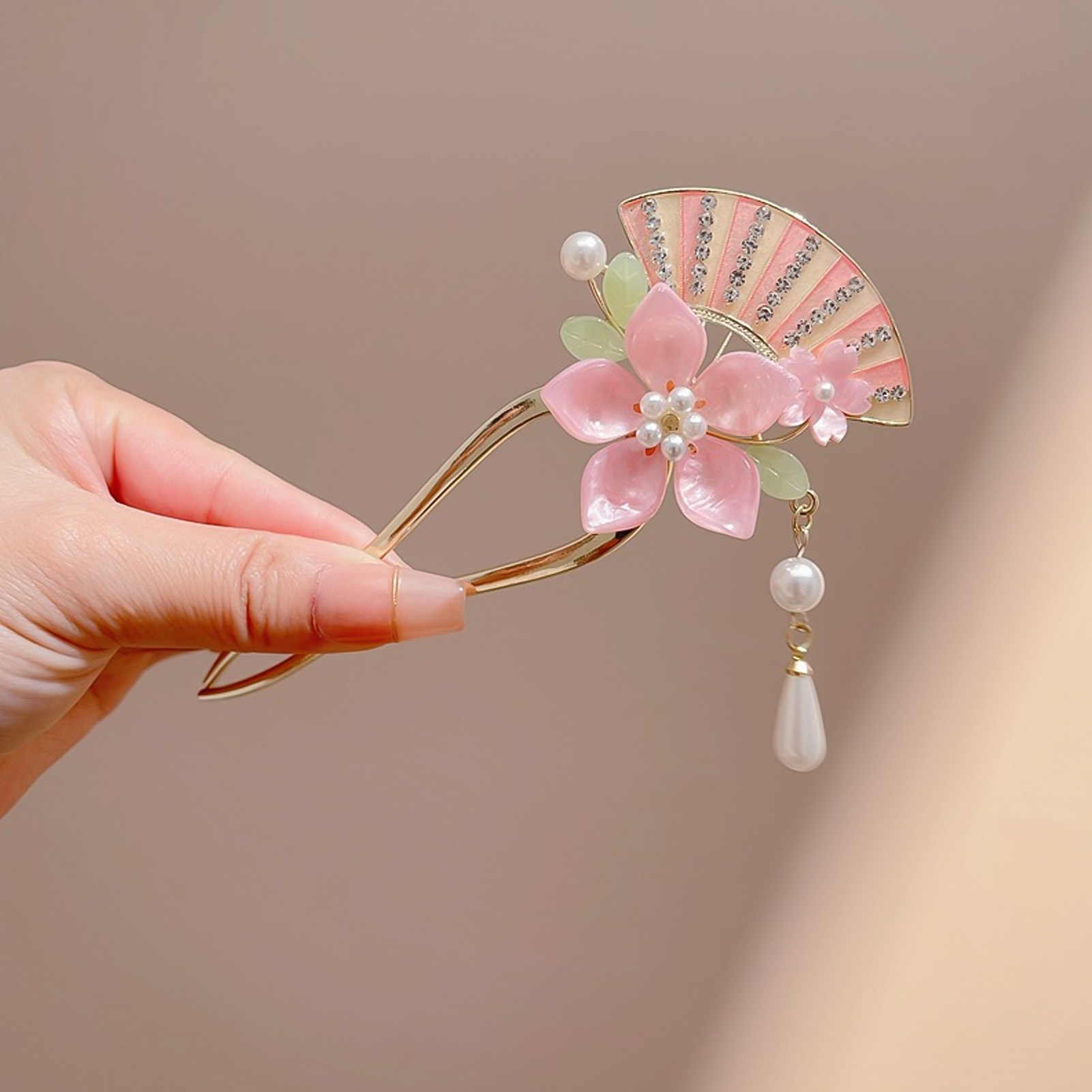 Elegant Pink Flower Hair Pin U - مراجعة Jewelry Making Adults وسعره